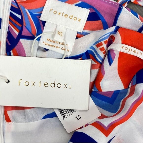 Foxiedox Kai Chiffon Maxi Dress Geometric Floral Stripe Multi Print XS - Picture 12 of 15